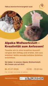 Alpaka Wollwerkstatt Plakat. Alle Infos auch im Text